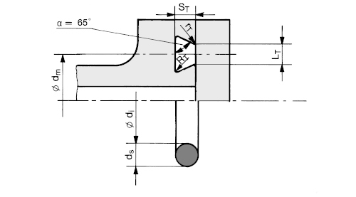 Ausführung Sonderform „Trapeznut“ an Beispiel einer Deckeldichtung